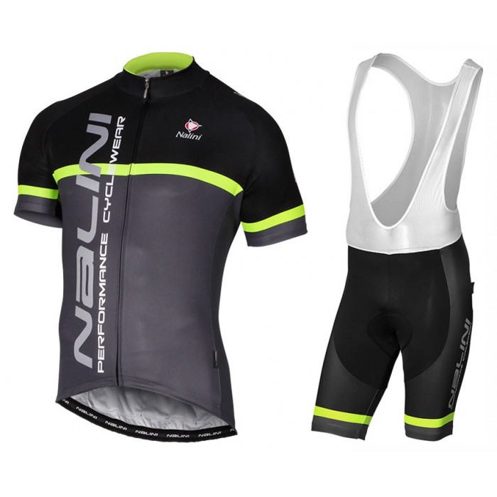 2017 Nalini PRO Brivio Schwarz-Gris Fahrradbekleidung Satz Radtrikot Kurzarm+Kurz Trägerhose Radtrikot Kaufen