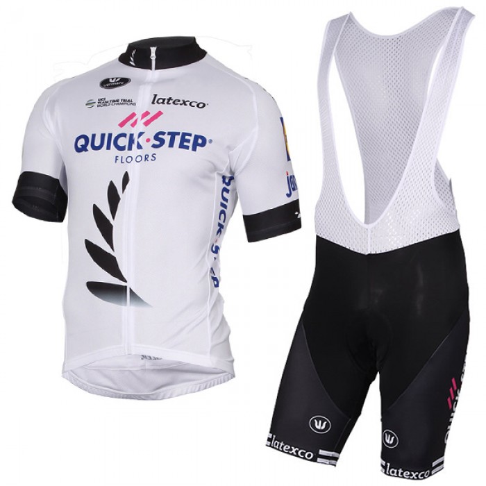 Quick Step Floors 2017 Weiß Fahrradbekleidung Satz Radtrikot Kurzarm+Kurz Trägerhose Radtrikot Kaufen