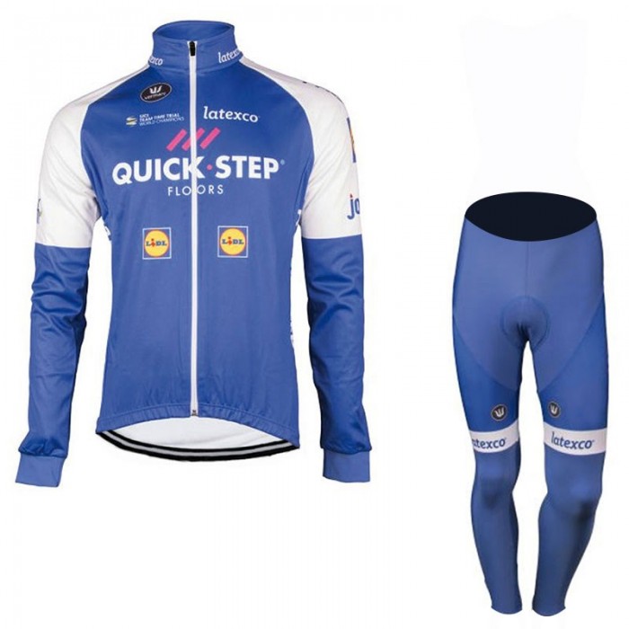Quick Step Floors 2017 Pro Fahrradbekleidung Satz Radtrikot Langarm+Lang Radhose Radtrikot Kaufen