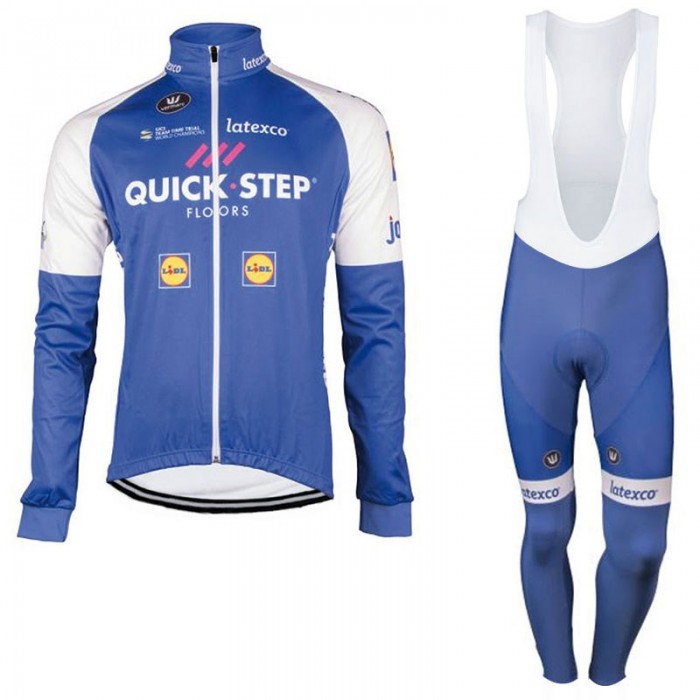 Quick Step Floors 2017 Pro Fahrradbekleidung Satz Radtrikot Langarm+Lang Trägerhose Radtrikot Kaufen