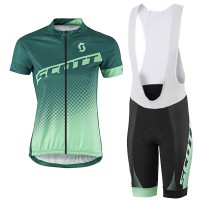 2017 Scott Damen Grün Fahrradbekleidung Satz Radtrikot Kurzarm+Kurz Trägerhose Radtrikot Kaufen