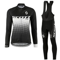 2017 Scott Rc Damen Schwarz Weiß Fahrradbekleidung Satz Radtrikot Langarm+Lang Trägerhose Radtrikot Kaufen