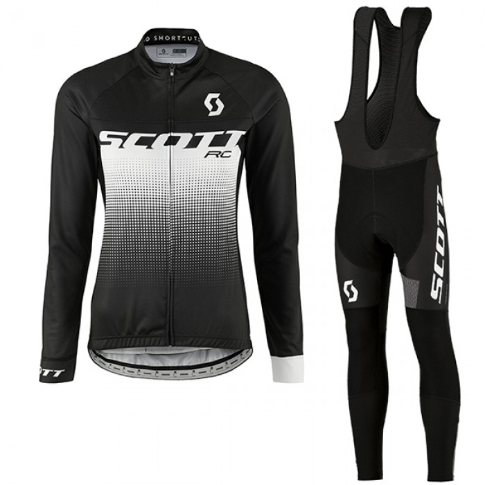 2017 Scott Rc Damen Schwarz Weiß Fahrradbekleidung Satz Radtrikot Langarm+Lang Trägerhose Radtrikot Kaufen