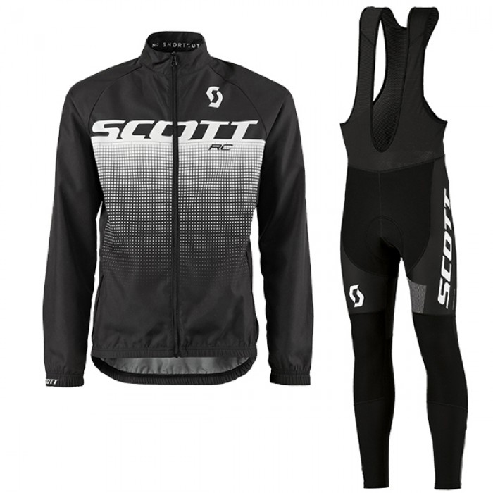 2017 Scott Rc Weiß-noir Fahrradbekleidung Satz Radtrikot Langarm+Lang Trägerhose Radtrikot Kaufen