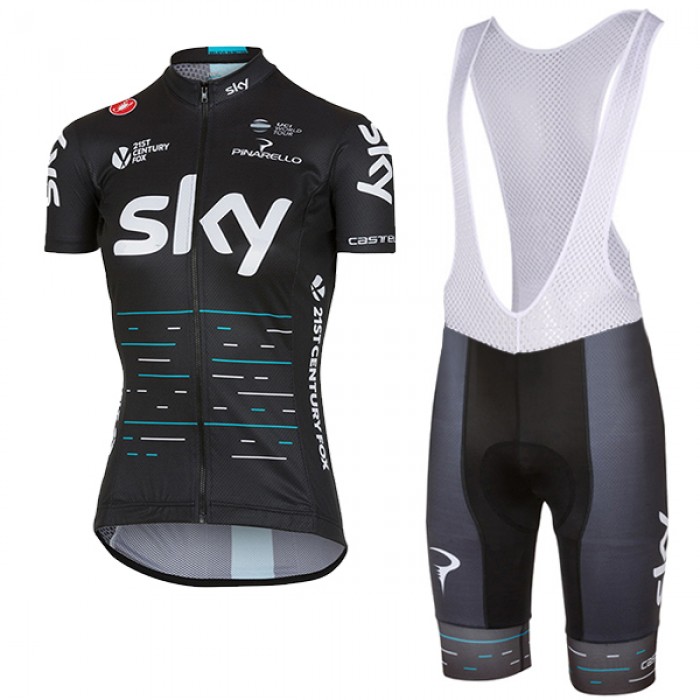 Sky Pro Damen 2017 Schwarz Fahrradbekleidung Satz Radtrikot Kurzarm+Kurz Trägerhose Radtrikot Kaufen