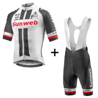 2017 Sunweb Pro Weiß Fahrradbekleidung Satz Radtrikot Kurzarm+Kurz Trägerhose Radtrikot Kaufen