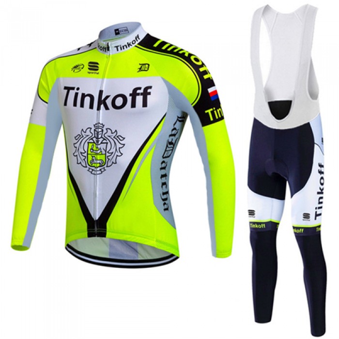 2017 Tinkoff Gelb Fahrradbekleidung Satz Radtrikot Langarm+Lang Trägerhose Radtrikot Kaufen