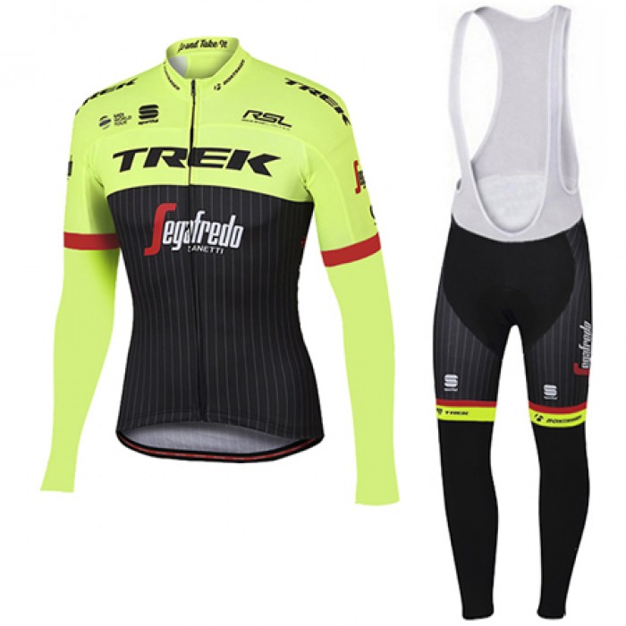 Trek Segafredo Pro 2017 Gelb Fahrradbekleidung Satz Radtrikot Langarm+Lang Trägerhose Radtrikot Kaufen