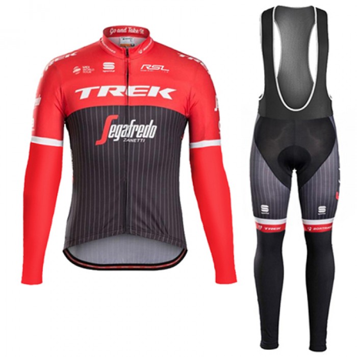 Trek Segafredo 2017 Fahrradbekleidung Satz Radtrikot Langarm+Lang Trägerhose Rot Radtrikot Kaufen